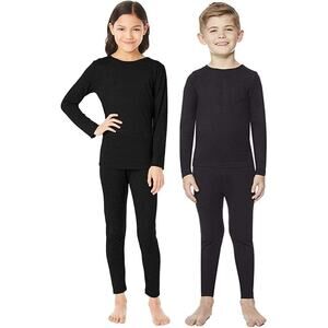 32 Degrees Heat Base Layer Long Sleeve Crew Neck and Legging Set Kids Sz L Black